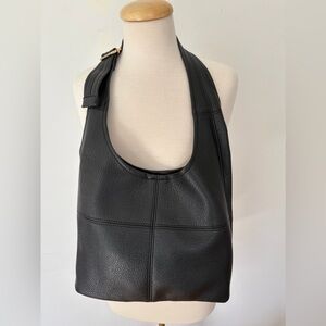 Black Slouchy Hobo Bag w Matching Pouch Minimalist Shoulder Bag